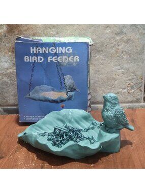 Vintage Hanging Bird Feeder Antique Verdigris Finish